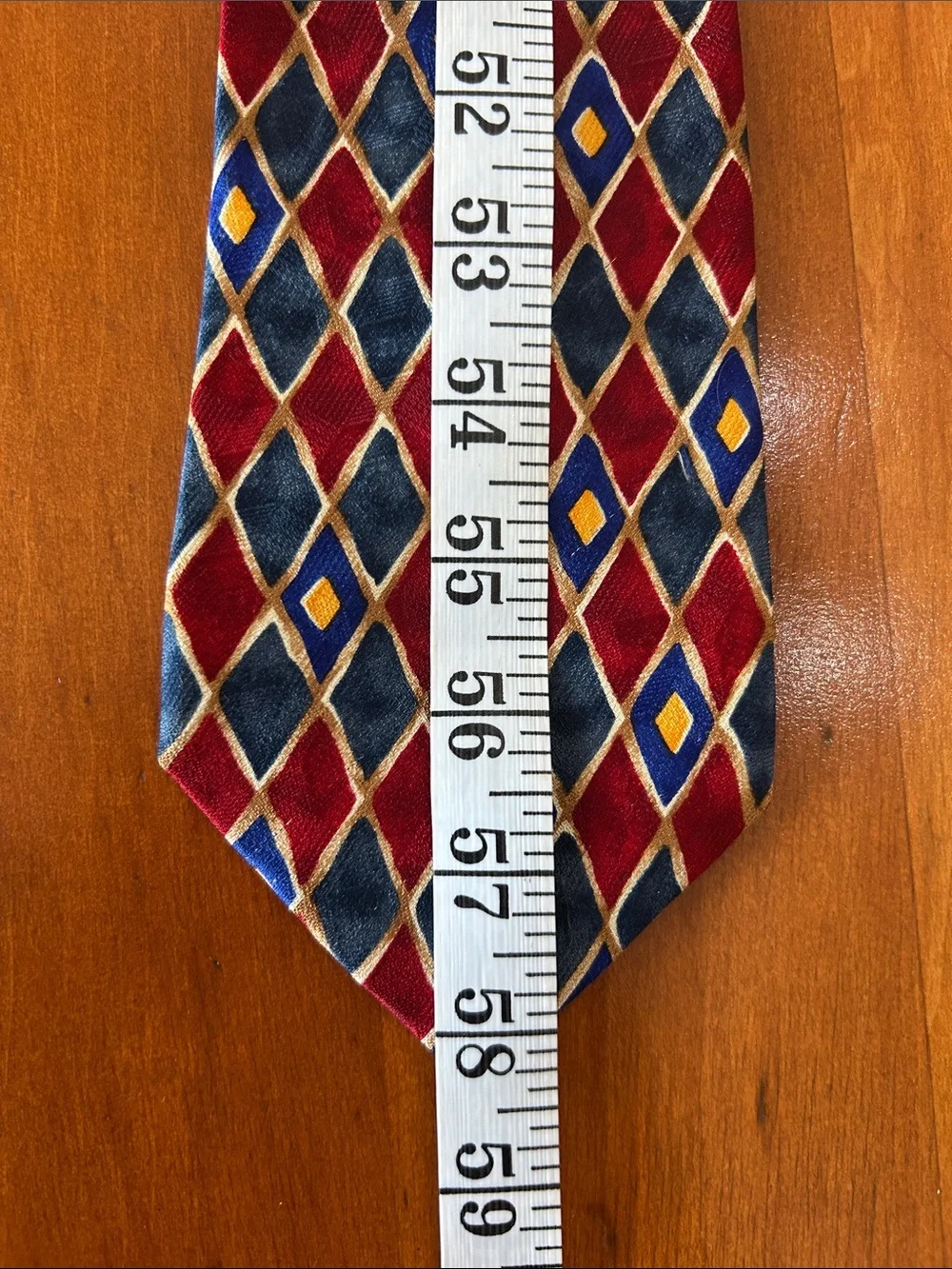 Vintage Perry Ellis Silk Tie with Geometric Diamond Pattern